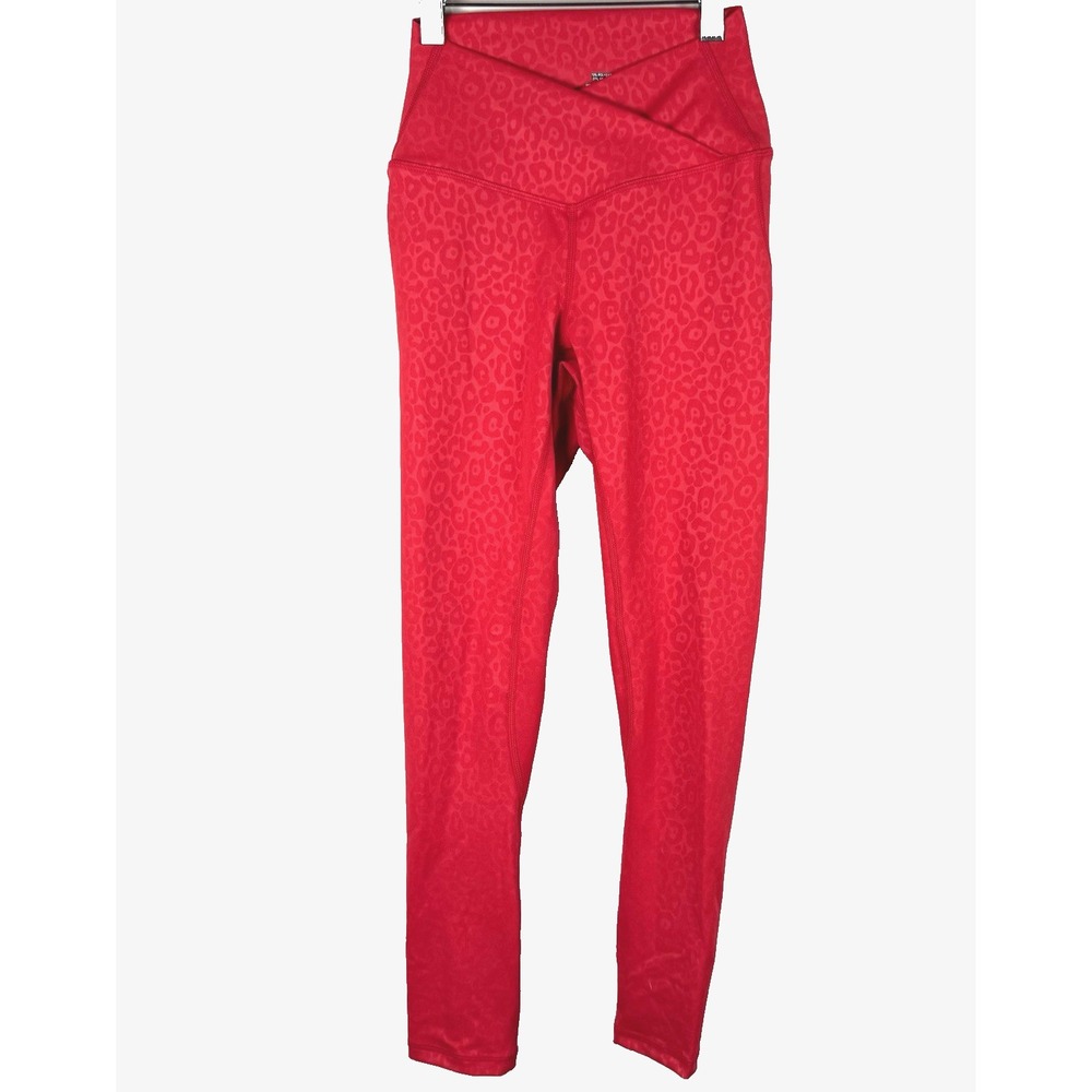 ZYIA Active Red Scrunch Ruched High Waisted Athletic Leggings Sz 2 Athleisure